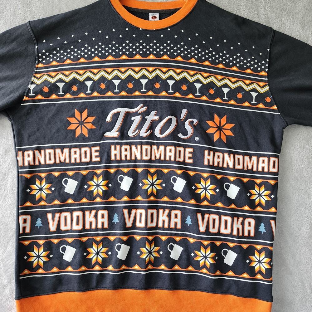 Titos Vodka Sweater Mens 2XL Holiday Fair Isle Handmade Martini Moscow Mule XXL
